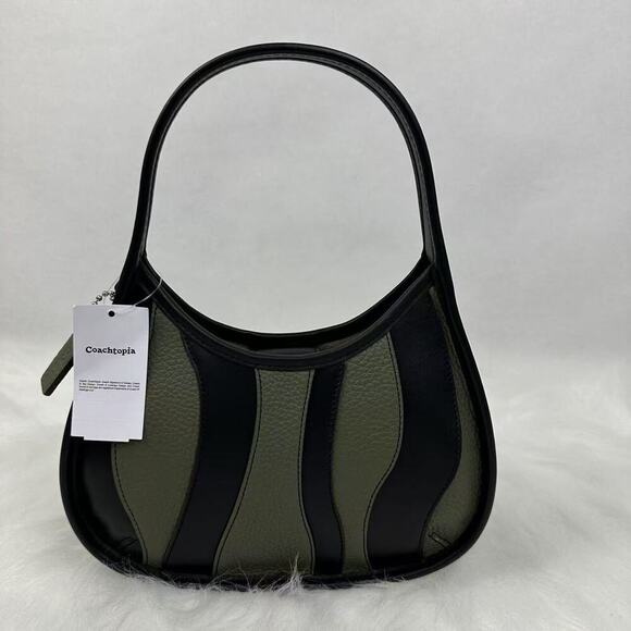 Coach Ergo Bag Wavy Stripe Upcrafted Coachtopia Leather In Army Green CQ004 NWT - Picture 2 of 8